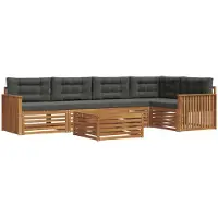 vidaXL Ensemble de canapés d'extérieur avec coussins 6 pièces Nature et Anthracite