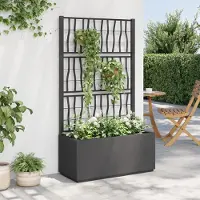 Prolenta Maison Exclusive - Bac à plantes avec treillis gris foncé 80x36x140 cm PP