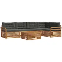vidaXL Ensemble de canapés d'extérieur avec coussins 6 pièces Nature et Anthracite
