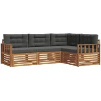 vidaXL Ensemble de canapés d'extérieur avec coussins 4 pièces Nature et Anthracite