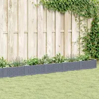 Prolenta Maison Exclusive - Jardinière avec piquets bleu gris 362,5x42,5x28,5 cm PP
