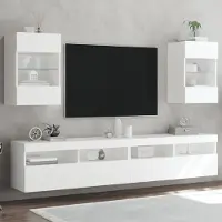 Prolenta Maison Exclusive - Armoires murales avec éclairage LED pour TV, 2 pièces, blanc, 40 x 30 x 60,5 cm