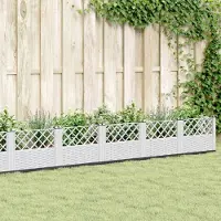 Prolenta Maison Exclusive - Jardinière avec piquets Blanc 363,5x43,5x43,5 cm PP