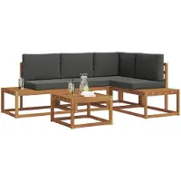 vidaXL Ensemble de canapés d'extérieur avec coussins 5 pièces Nature et Anthracite