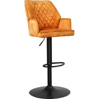 Happyment Tabouret de Bar Lizio - Avec dossier - Velours Cognac - Accoudoirs - Design moderne - Repose-pieds - Pour la cuisine et le bar - Set de 1