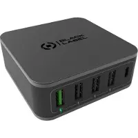 Celly BLPOWERS60W Chargeur de Bureau 5 Ports USB 60W avec USB-C PD et Quick Charge 3.0 Noir