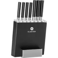 Klarstein Couteau Cuisine, Lot 7 Couteau de Cuisine Professionnel avec Bloc, Set Couteaux et Ustensiles de Cuisine en Acier Inoxydable, Kit Support Blocs Couteaux Professionnelle, Résistants Rayures