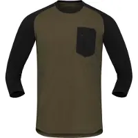 Norrøna - T-shirt de VTT en laine de mérinos avec manches 3/4 - Skibotn Equaliser Merino 3/4 T-Shirt M Olive Night Caviar Black pour Homme en Laine -