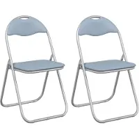 vidaXL : 2 chaises pliantes, similicuir gris, 48 x 43,5 x 81 cm
