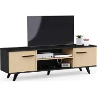 Demeyere Banc TV - KENT - Chene de fil / Sidewalk - 2 portes ouvrantes - 2 niches - 151,4 x 39,3 x 46,2 cm -