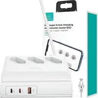 Usams Multiprise Super Si 65 W, charge rapide USB, blanche