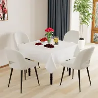 Supfine lot de 4 chaises de salle à manger Chaise de salon Chaise de cuisine Chaise rembourrée Fauteuil avec pieds en métal crème