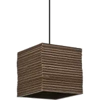 Ledvance Suspension Decor Cardboard Square marron en carton ondulé, légère, E27, 250 mm de diamètre, abat-jour en matériau recyclé, durable grâce à la source lumineuse interchangeable, montage facile