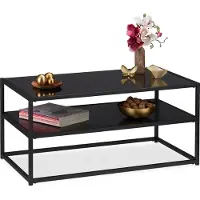 Relaxdays 10026947_0 Couchtisch Glas schwarz 90,0cm x 50,0cm x 42,0 cm