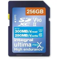 Integral UltimaPro X2 - Carte mémoire flash - 256 Go - Video Class V90 / UHS-II U3 / Class10 - SDHC UHS-II