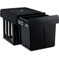 Relaxdays Poubelle encastrable à 3 bacs, coulissante, poubelle de cuisine pour meuble bas, 15 l et 2 x 8 l, 35,1 x 34,3 x 48 cm, noir