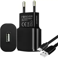 Forever Chargeur Secteur USB 1A Charge sécurisée Câble USB Type C 1.2m Noir
