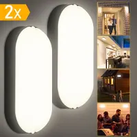 Wolketon 2x LED Lampe pour locaux humides 18W Lampe ovale Lampe de cave Lampe de salle de bain Lampe de baignoire