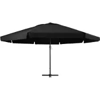 Syfax Parasol de jardin avec mât en aluminium 600 cm noir
