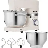 Arebos Robot de cuisine 1500W, Robot de cuisine, pétrin avec 2x bols en inox 4,5 & 5,5L, silencieux, 6 vitesses, Crème