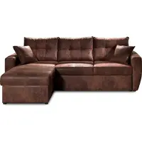 Best Mobilier Astoria - canapé d'angle réversible - convertible avec coffre - style industriel - 4 places , Marron