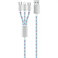 2GO 797316 3in1 USB LED Kabel blau 150cm für Micro-USB