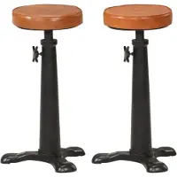 Prolenta Maison Exclusive - Lot de 2 tabourets de bar en cuir véritable marron et fonte