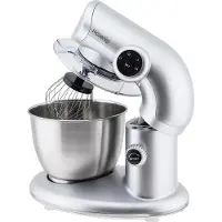 H.Koenig KM80 Mélangeur à pâte professionnel, puissance 1000 W, capacité 5,5 l, 4 vitesses, jusqu'à 2 kg de pâte, bras avec tête couchée et mobile, inox, 80 dB, couleur grise