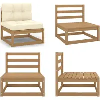 vidaXL Canapé de milieu de jardin avec coussin crème pin massif - Canapé de milieu - Canapé de milieu - Canapé de milieu
