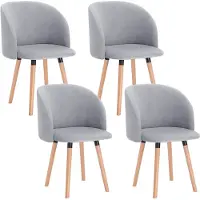 Happyment Ensemble de chaises de salle à manger 4x - Gris velours - Avec accoudoirs - Ergonomique - Bois & métal - Hauteur de citron 47cm