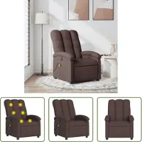 The Living Store fauteuil de massage tissu marron foncé