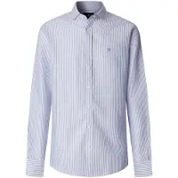Hackett Ess Bengal Linen Long Sleeve Shirt Bleu M Homme