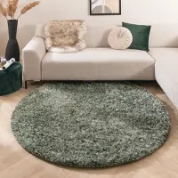 Studio Clarice Tapis rond shaggy - Grace Vert | Ø 200 cm | Rond | Pile haute
