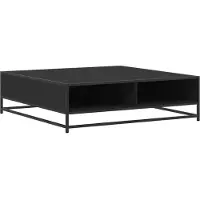 vidaXL Table basse noire 100x100x30 cm Bois composite et métal