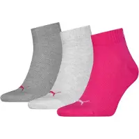 Puma Unisexe, Chaussettes, Quarter Plain, Gris, Pink, (Lot de 3, 35 - 38)