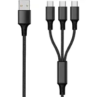 2GO 797156 3 in 1 USB Ladekabel - schwarz - 150cm für USB Type-C