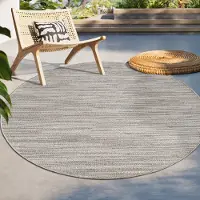 Paco Home Tapis d'extérieur en lin tissé moderne Boho Ethno résistant aux intempéries extérieur Taille 120 cm rond