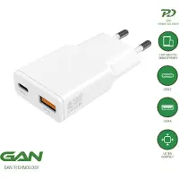 4smarts Chargeur secteur PDPlug Slim Duos 30 W GaN 1C+1A blanc