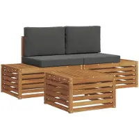 vidaXL Ensemble de canapés d'extérieur , couleur naturelle et anthracite, 59 x 59 x 37 cm