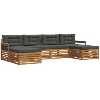 vidaXL Ensemble de canapés 6 pièces Naturel et Anthracite Bois massif d'acacia