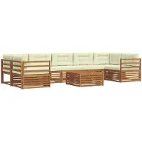 vidaXL Ensemble de salon de jardin 8 pièces, couleurs naturelles et crème