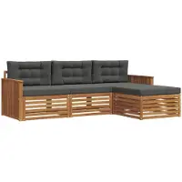 vidaXL Ensemble de canapés d'extérieur , couleur naturelle et anthracite, 249,5 x 162,5 x 73 cm