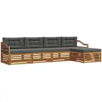 vidaXL Ensemble de canapés d'extérieur avec coussins 5 pièces Nature et Anthracite