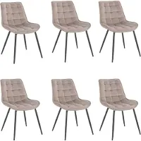 HOME DELUXE - Chaise rembourrée IKALO, lot de 6 - Couleur : marron clair - Rembourrage moelleux, supporte jusqu'à 120 kg I Chaise de cuisine Chaise de salle à manger Chaise de salle à manger