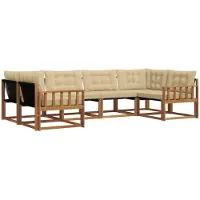 vidaXL Ensemble de canapés d'extérieur avec coussins 6 pièces Nature et Beige