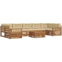 vidaXL Ensemble de salon de jardin 8 pièces, couleurs naturelles et beige