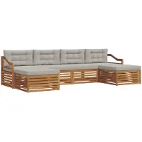 vidaXL Ensemble de canapés 6 pièces Naturel et gris clair Bois massif Acacia