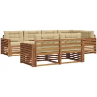 vidaXL Ensemble de salon de jardin 7 pièces, couleurs naturelles et beige