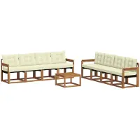 vidaXL Ensemble de salon de jardin 9 pièces, couleurs naturelles et crème