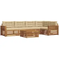 vidaXL Ensemble de canapés d'extérieur avec coussins 6 pièces Nature et Beige